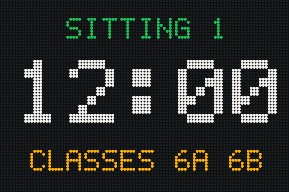 LED display: canteen call, first sitting