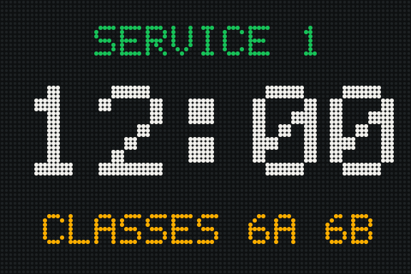 Afficheur LED : appel à la cantine, service 1