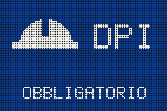 Pannello LED: pittogramma che ricorda l’obbligo dei DPI